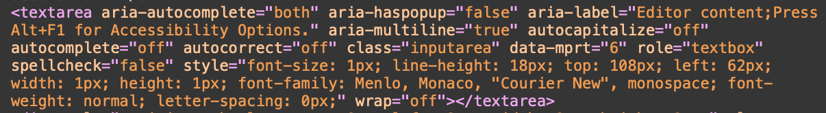 Invisble textarea in Monaco
