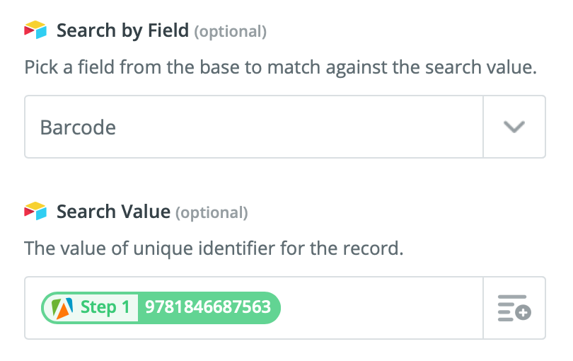 Setting the search criteria so Zapier can find the right Airtable record to update